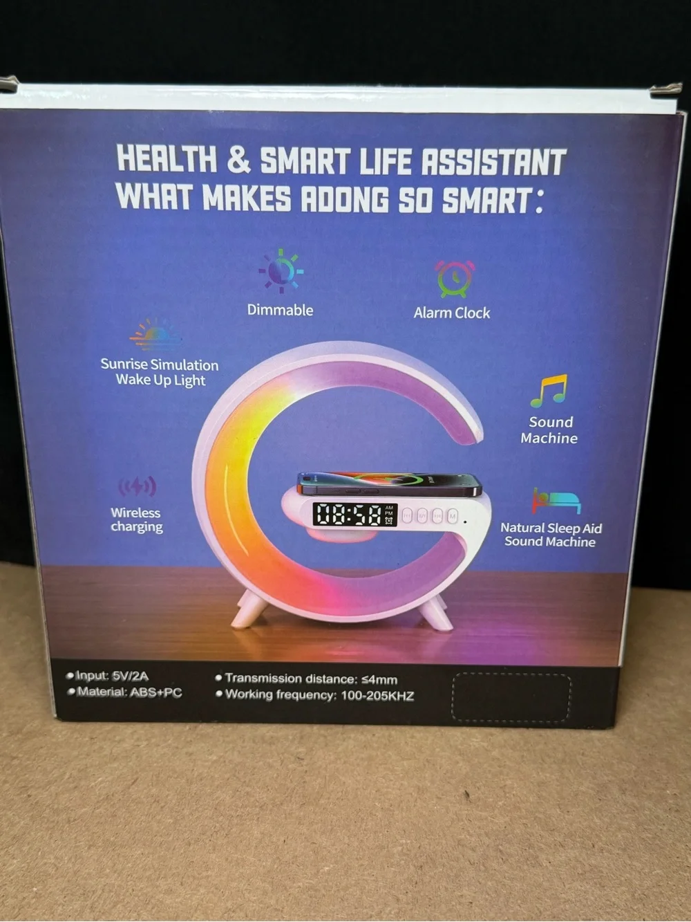 G Shape Wireless Charger Lamp RGB Light Bluetooth Speaker Open Box Never Used